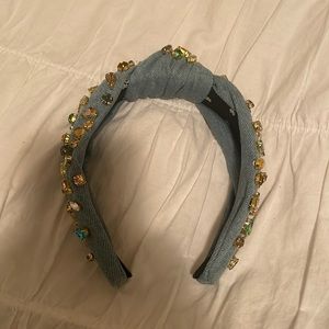 Lele sadoughi denim mixed colored crystal headband
